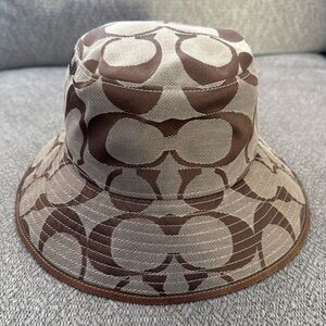 Coach Vintage Signature Print Bucket Hat- Brown